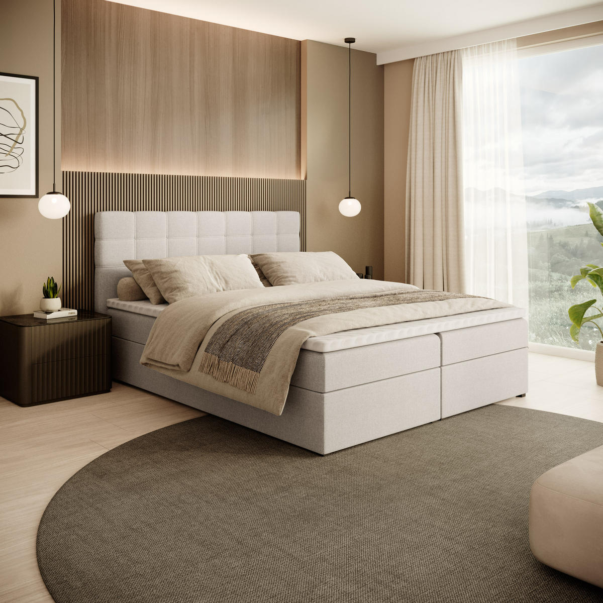 POLSTERBETT Topiq 164/203/103 beige - Beige, Holzwerkstoff/Textil (160/200cm) - Beautysofa