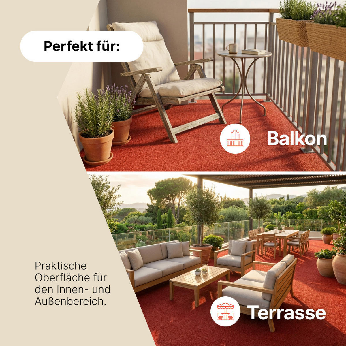 RASENTEPPICH PEMBA Rot 200/360 cm - Rot, Textil (200/360cm) - Tapiso