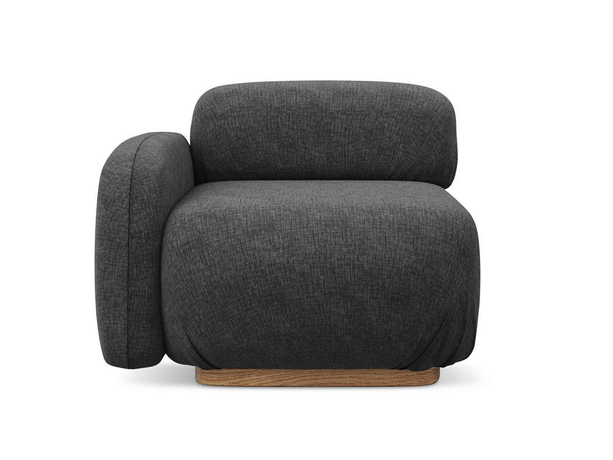 SOFAELEMENT Links Chenille Stoff Grau - Dunkelgrau/Braun, Holz/Textil (95/73/95cm) - Makamii