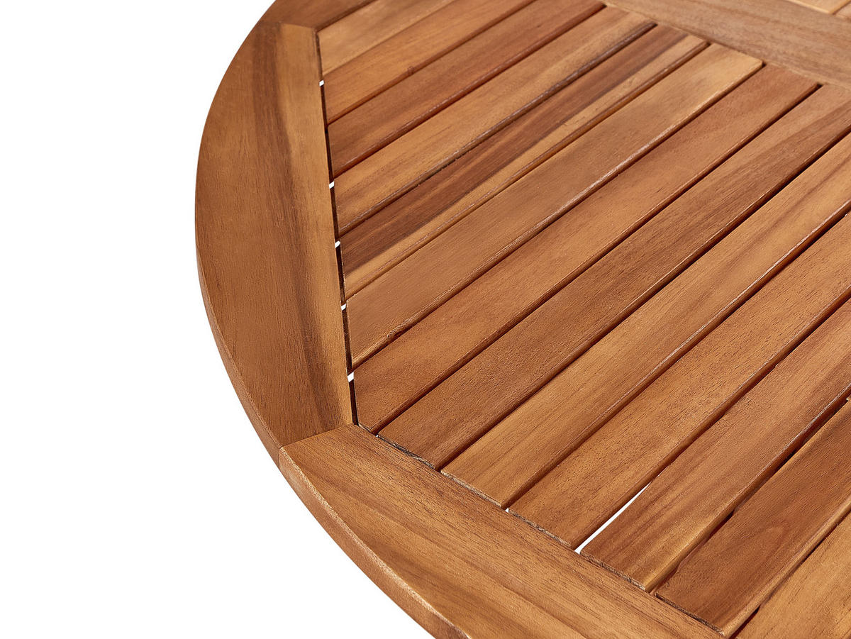 GARTENTISCH Heller Holzfarbton Agello - Hellbraun, Holz (120/120/74cm) - Beliani