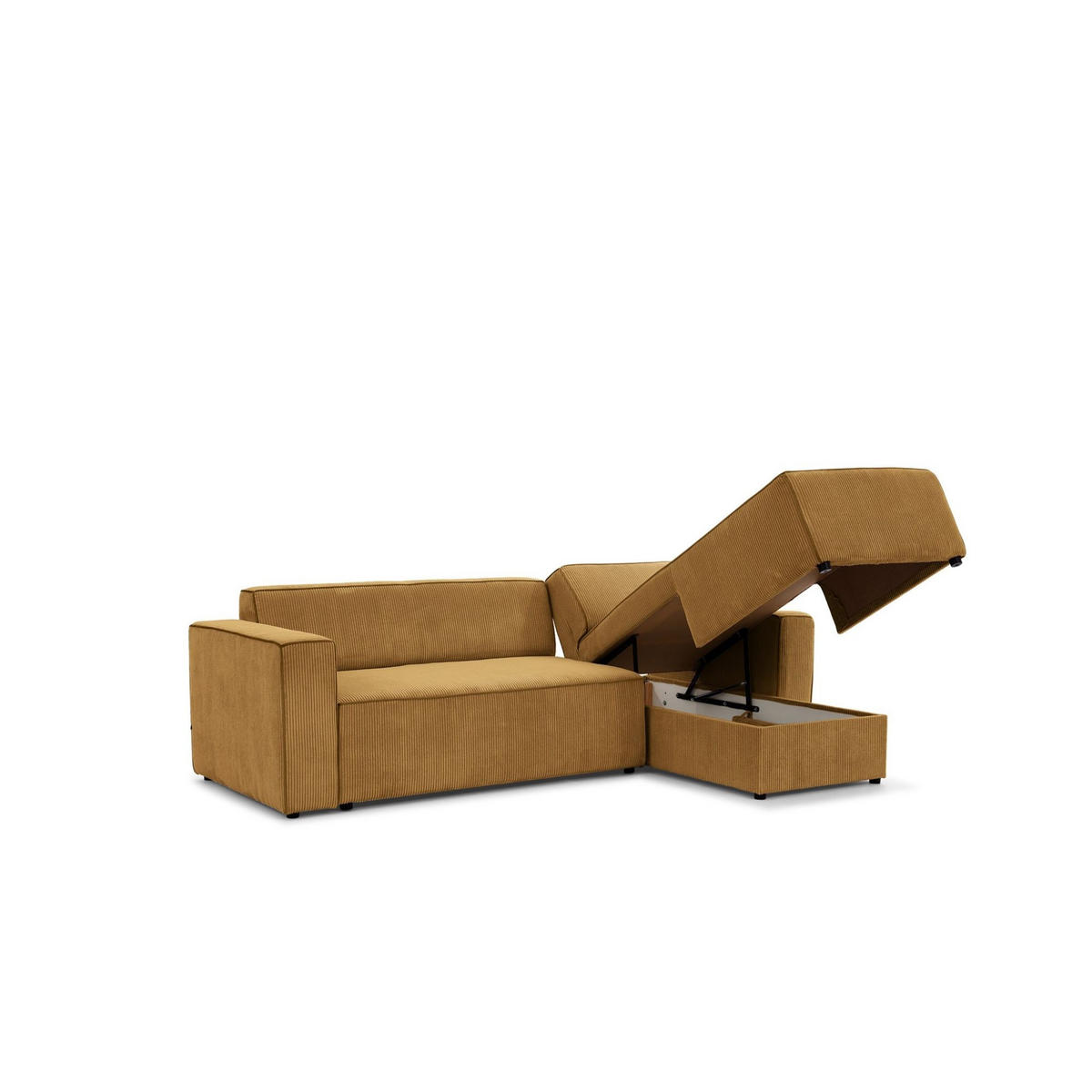 ECKSOFA Schlafsofa Waldo In Poso - Dunkelgelb, Holzwerkstoff/Textil (260/173cm) - Fun Möbel