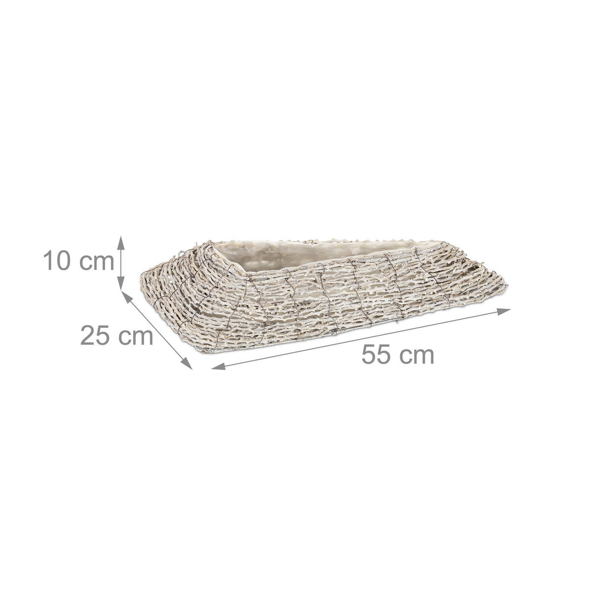 2XBLUMENTOPF - Weiß, Kunststoff/Textil (55/10/25cm) - Relaxdays