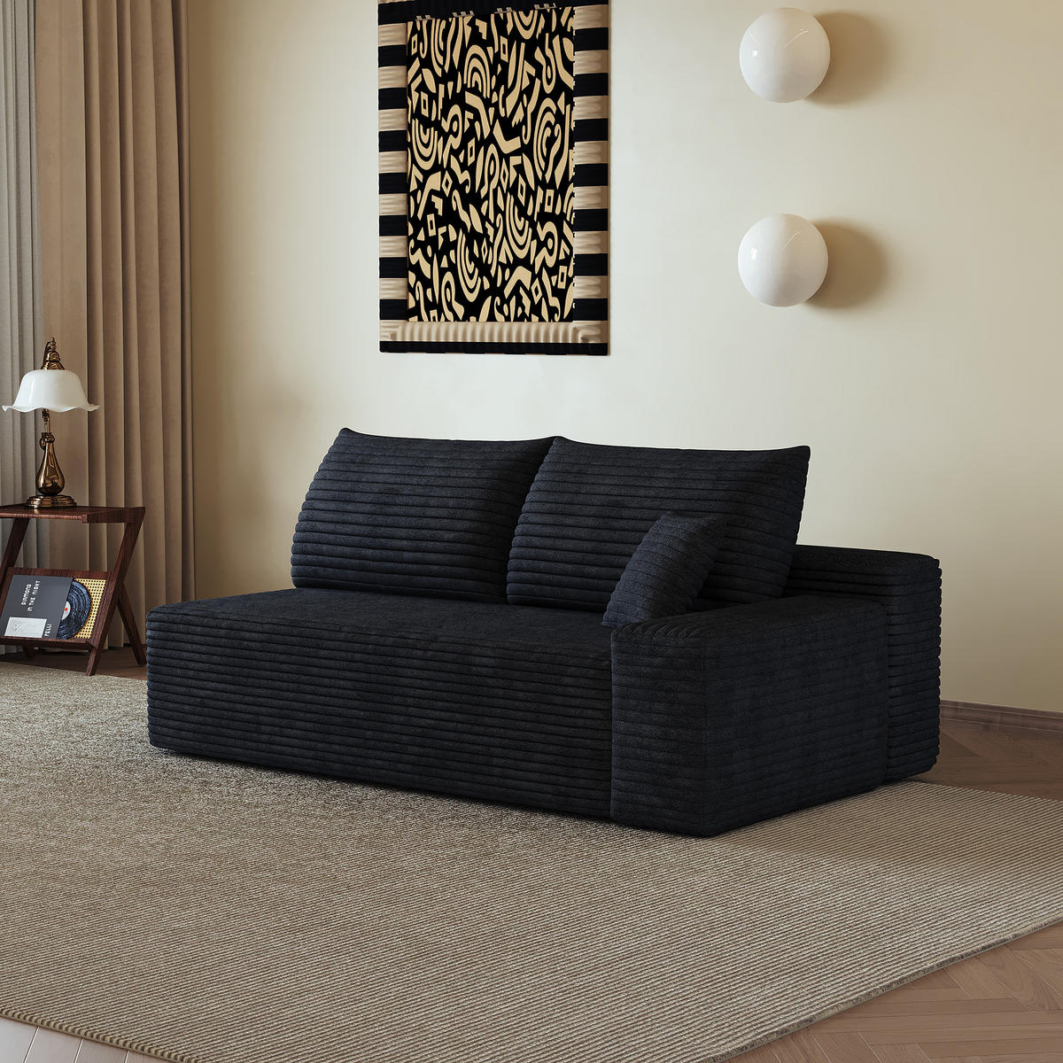 SOFAELEMENT DE-34721 rechte Chaiselongue Schwarz - Schwarz, Textil (95/83/175cm) - ComfortXL