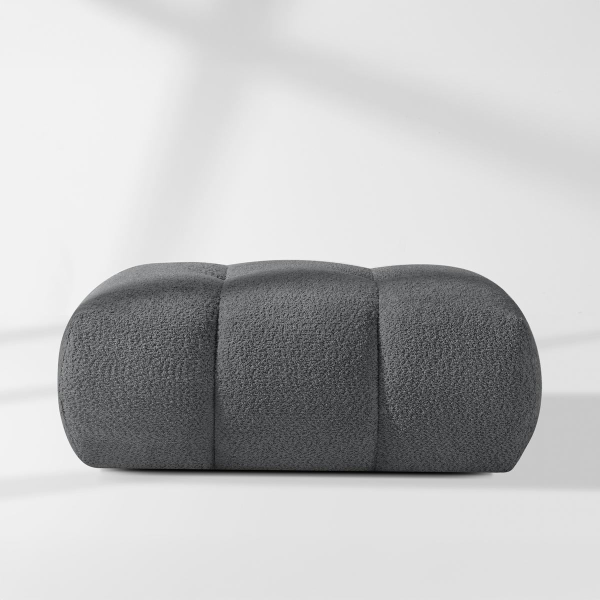 POUF LIRA, Dunkelgrau, Bouclé - Dunkelgrau, Holz/Holzwerkstoff (96/43/50cm) - KONSIMO®