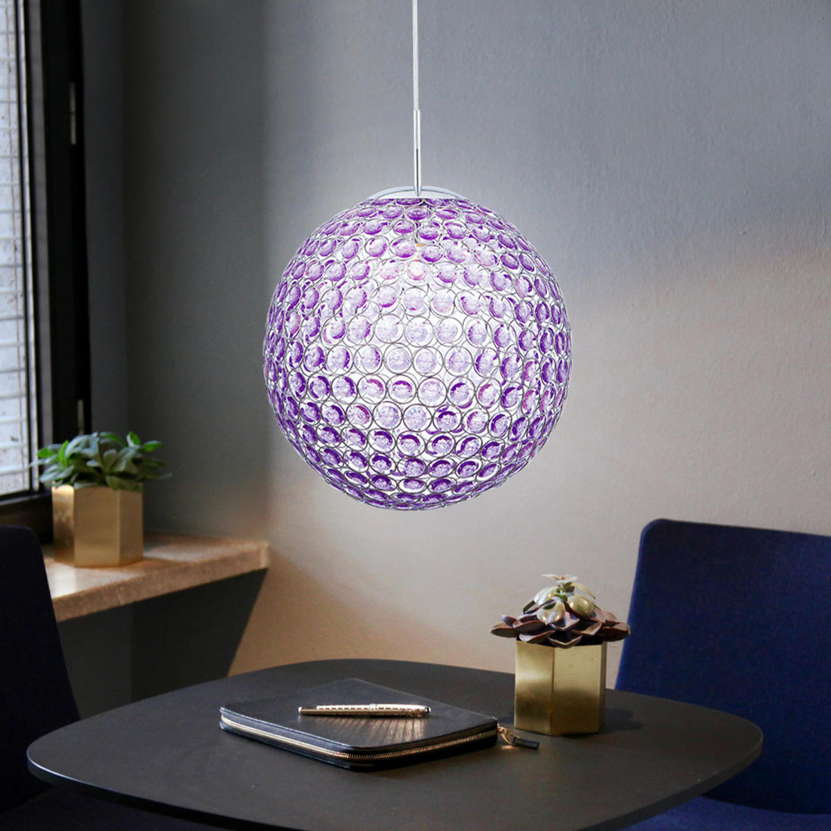 LED HÄNGELEUCHTE Acryl Kristall Lila - Lila, Metall (40/40/165cm) - Globo Lighting