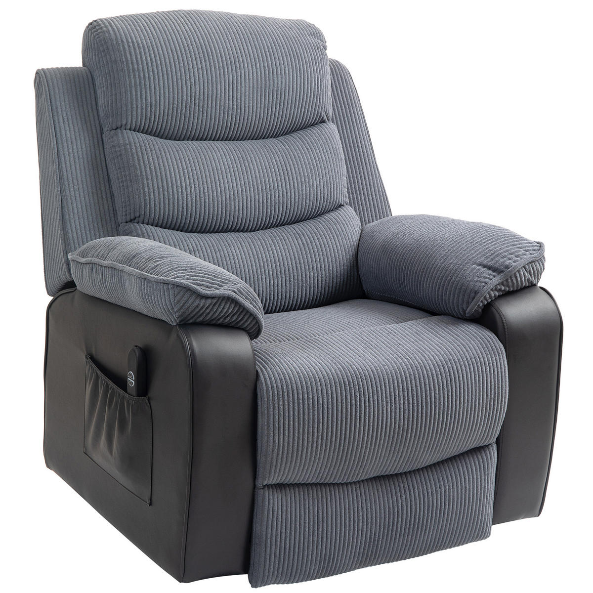 AUFSTEHSESSEL,ELEKTRISCH Cord USB verstellbare Lehne,grau - Grau, Textil (96/108/96cm) - Vallsero