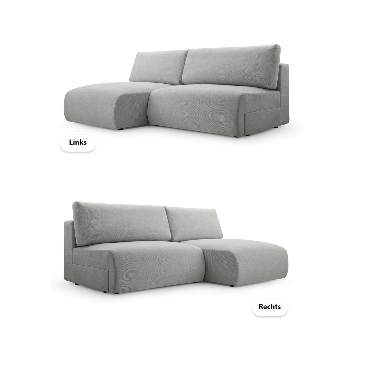 ECKSOFA mit Schlaffunktion Greste, Hellgrau - Hellgrau, Textil (150/223cm) - Meblito