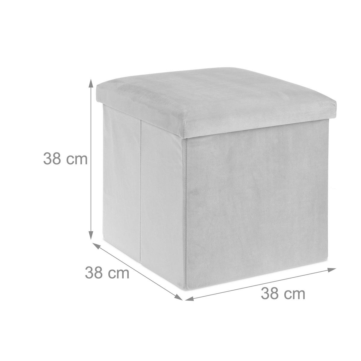 SITZHOCKER - Grau, Holzwerkstoff/Textil (38/38/38cm) - Relaxdays
