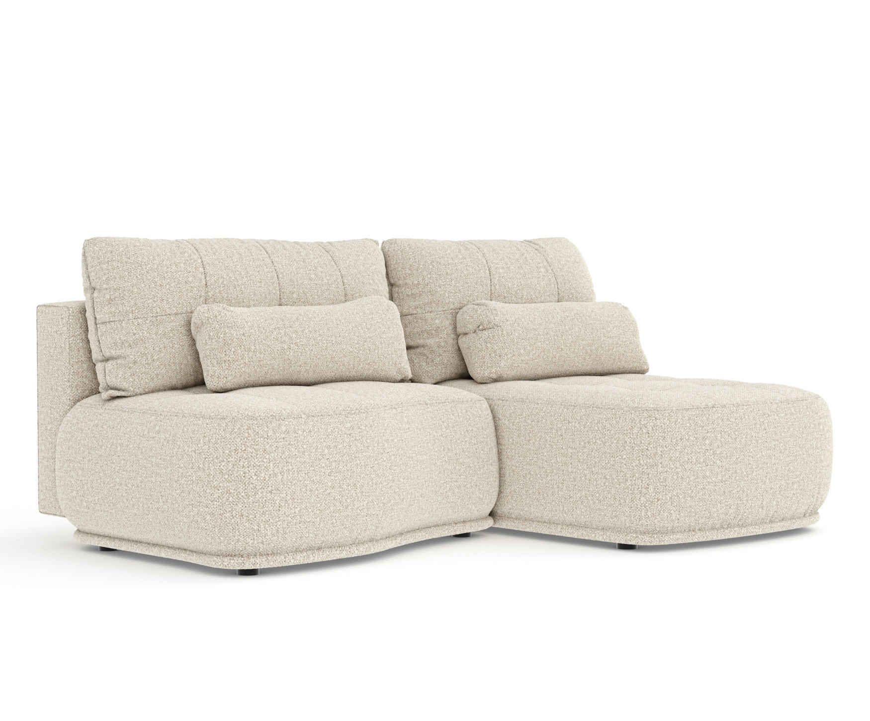 ECKSOFA MIT SCHLAFFUNKTION Batu Beige Plüschstoff - Beige/Schwarz, Holz/Holzwerkstoff (223/158cm) - Maison de Reve