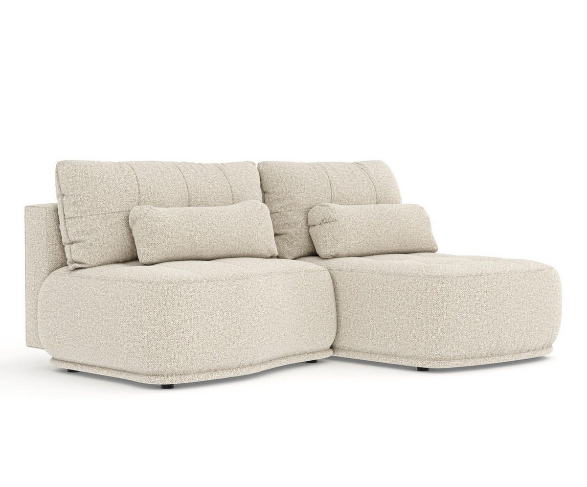 ECKSOFA MIT SCHLAFFUNKTION Batu Beige Plüschstoff - Beige/Schwarz, Holz/Holzwerkstoff (223/158cm) - Maison de Reve