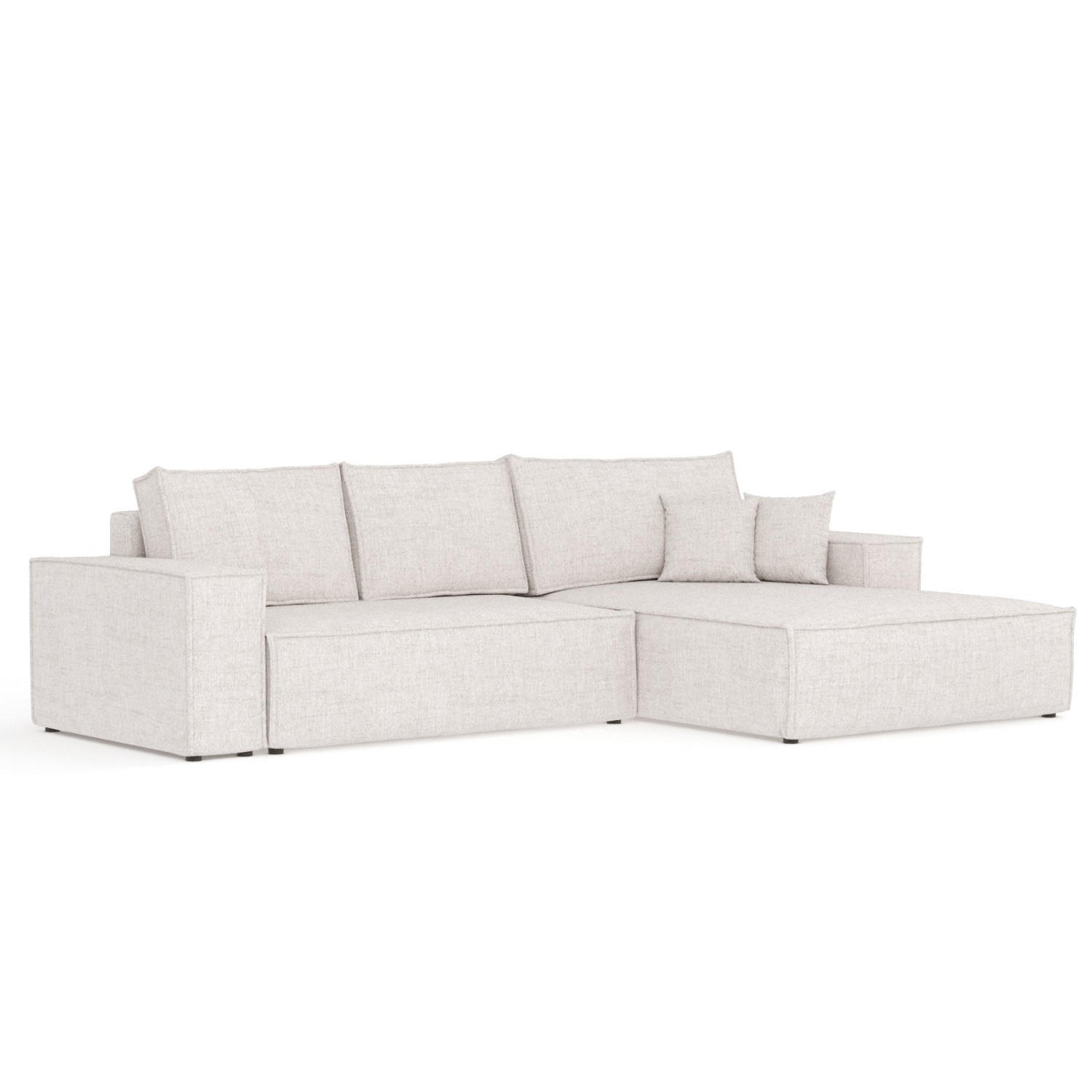 ECKSOFA TAURI mit Schlaffunktion Hellbeige im Neve Stoff - Sandfarben/Schwarz, Holz/Holzwerkstoff (294/185cm) - AltaBeds