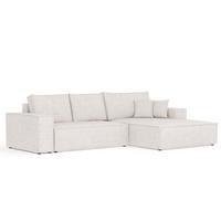 ECKSOFA TAURI mit Schlaffunktion Hellbeige im Neve Stoff - Sandfarben/Schwarz, Holz/Holzwerkstoff (294/185cm) - AltaBeds