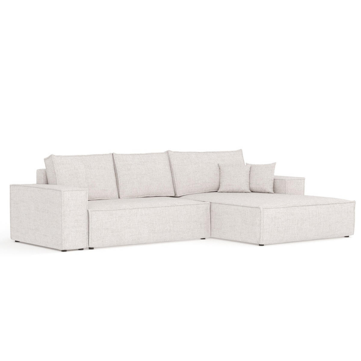 ECKSOFA TAURI mit Schlaffunktion Hellbeige im Neve Stoff - Sandfarben/Schwarz, Holz/Holzwerkstoff (294/185cm) - AltaBeds