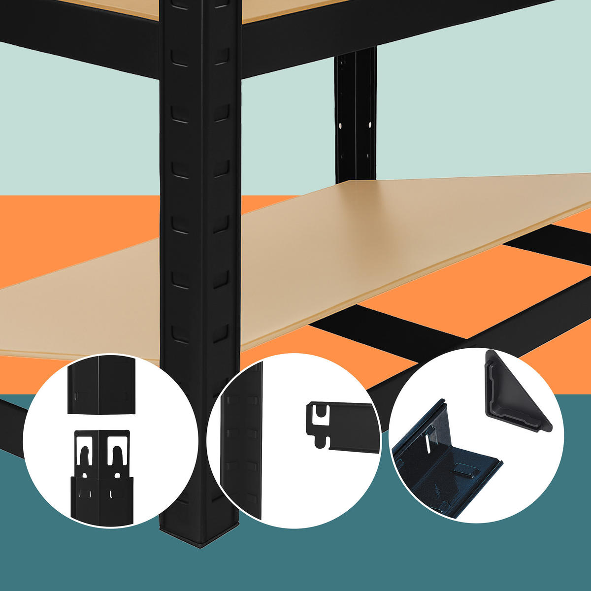 SCHWERLASTREGAL - Multicolor, Holzwerkstoff/Kunststoff (60/180/30cm) - Relaxdays