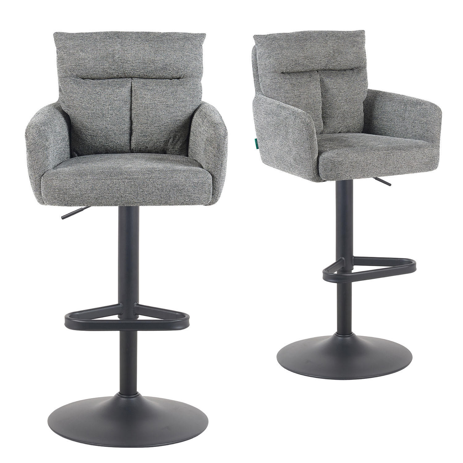 BARHOCKER Aris 2er-Set - Schwarz/Grau, Textil/Metall (54/101/57cm) - DUBI Möbel