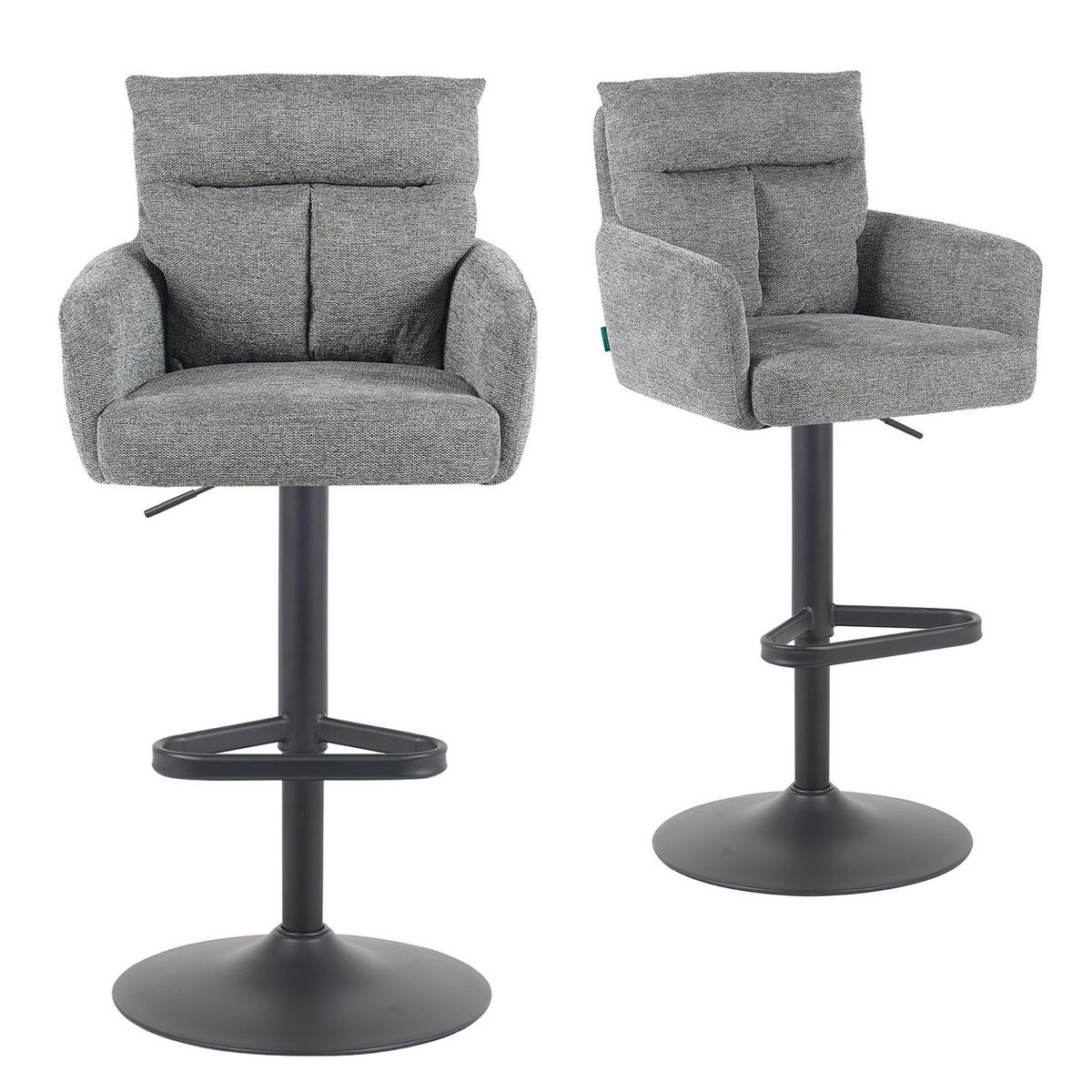 BARHOCKER Aris - Schwarz/Grau, Textil/Metall (54/101/57cm) - DUBI Möbel