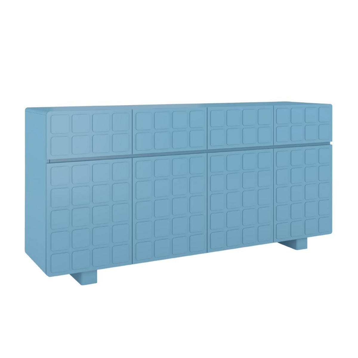 SIDEBOARD Cubo Long, Geometrische 3D Fronten, 169 cm, Blau - Pastellblau, Holz/Holzwerkstoff (168.9/83.8/41.8cm) - Skandica