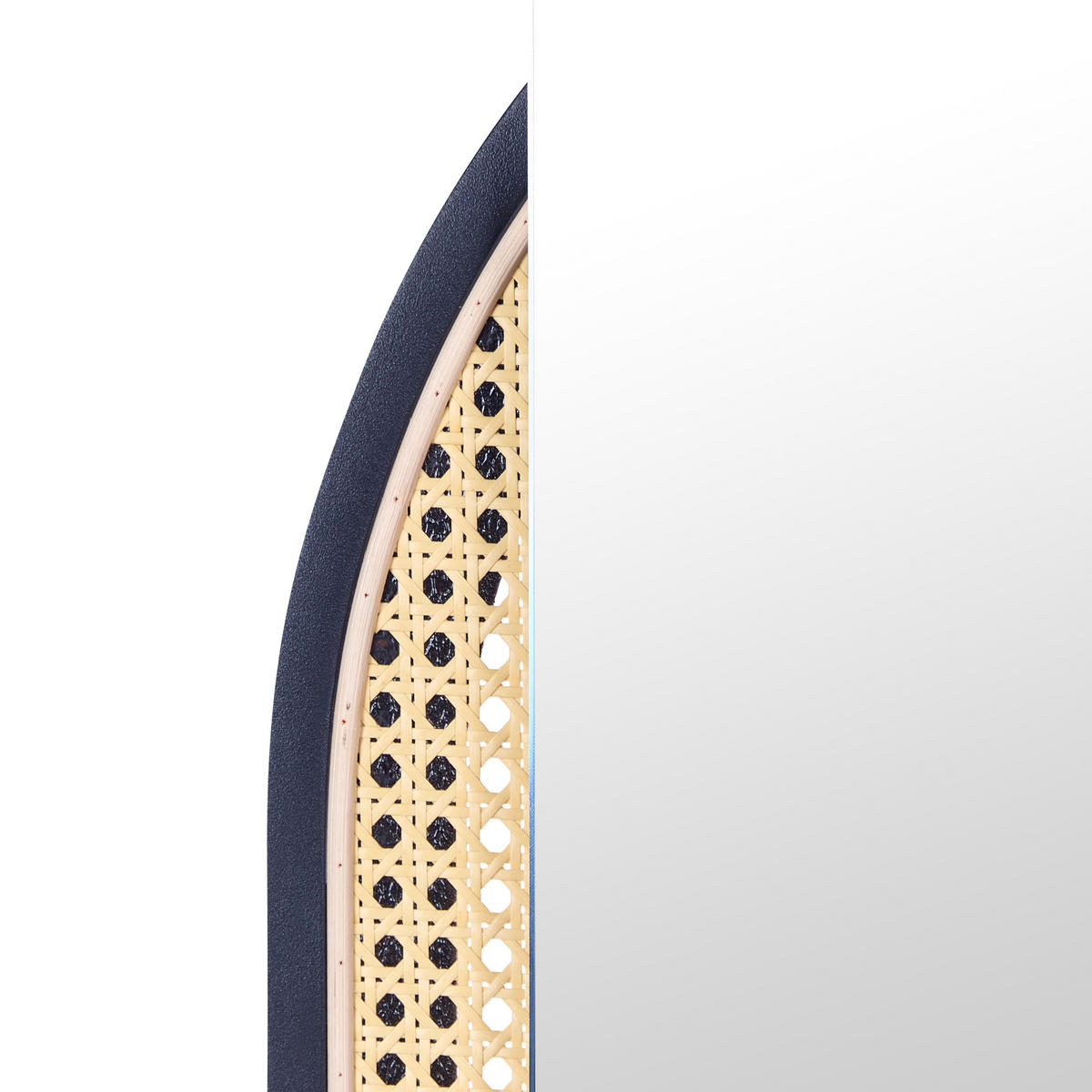 WANDSPIEGEL Rattan naturfarben/schwarz oval 53/143 cm Nevers - Schwarz/Naturfarben, Kunststoff (53/143/5cm) - Beliani