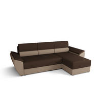 ECKSOFA L REBI L2 Rainbow 20/05 Rechts mit Schlaffunktion, Braun/Beige, L-Form - Beige/Braun, Textil (251/140cm)