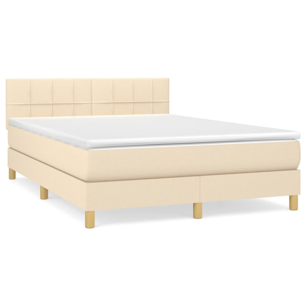 BOXSPRINGBETT Mit Matratze Creme 140/190 Cm Stoff - Weiß, Textil (140/190cm) - vidaXL