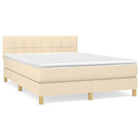 BOXSPRINGBETT Mit Matratze Creme 140/190 Cm Stoff - Weiß, Textil (140/190cm) - vidaXL