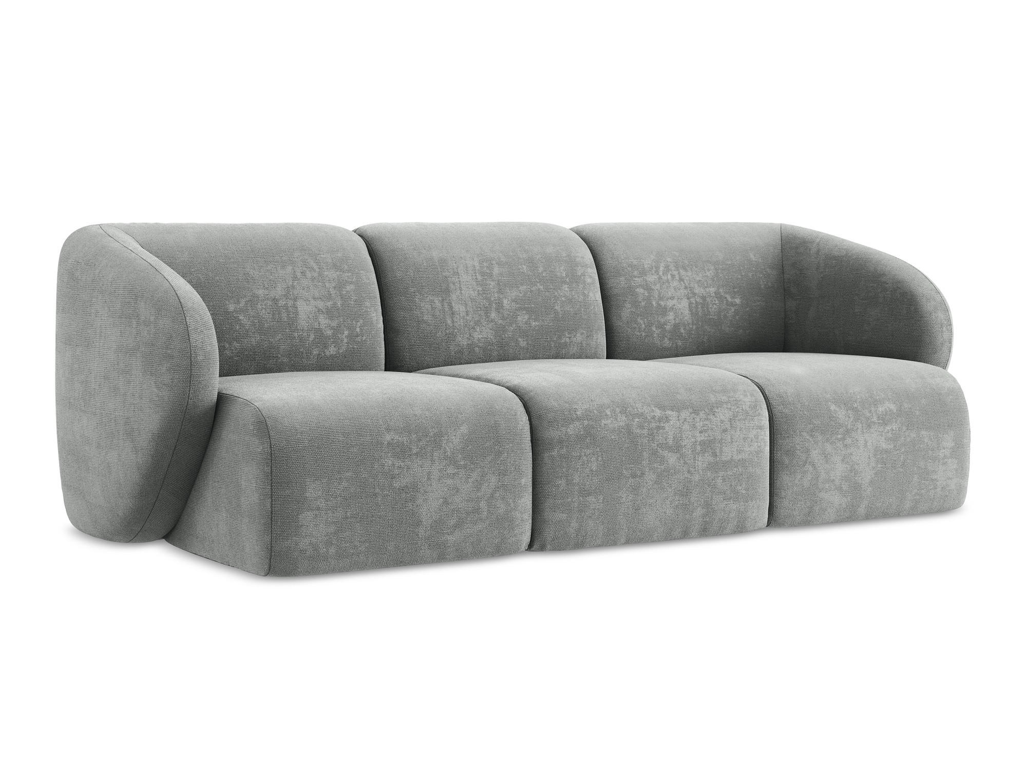 3-SITZER SOFA Chenille Stoff Grau - Schwarz/Grau, Holzwerkstoff/Kunststoff (244/75/94cm) - Makamii