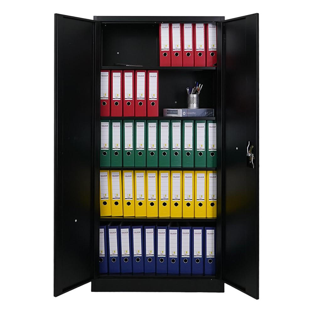 FLÜGELTÜRENSCHRANK Elephant 185x90x40 cm 4 Fachböden Fertig aufgebaut Schwarz - Schwarz, Metall (90/185/40cm) - PROREGAL