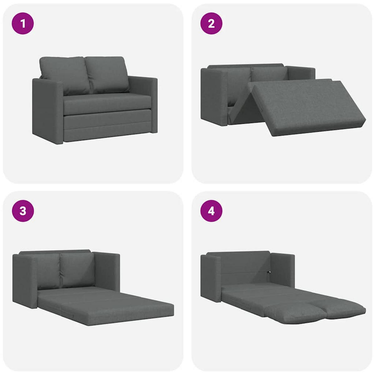 SCHLAFSOFA Anderson - Dunkelgrau, Textil (112/60/55cm) - Nettlife