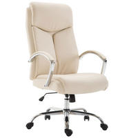 CHEFSESSEL Lederlook creme - Chromfarben/Creme, Textil/Metall (65/115/73cm) - CLP