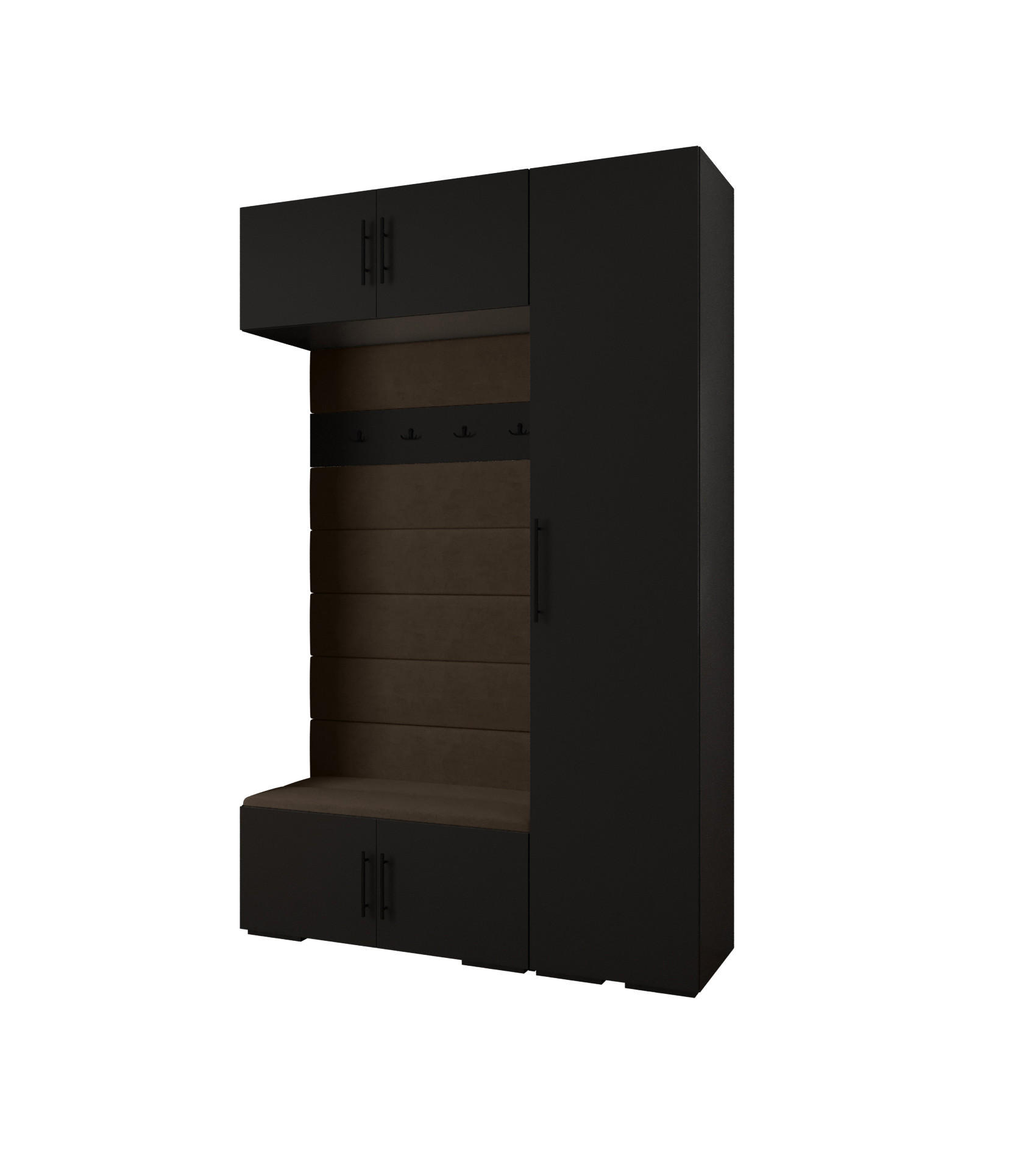 Abiks Möbel Garderoben-Set Schwarz, Braun, Schwarz 150x236.7x47 cm