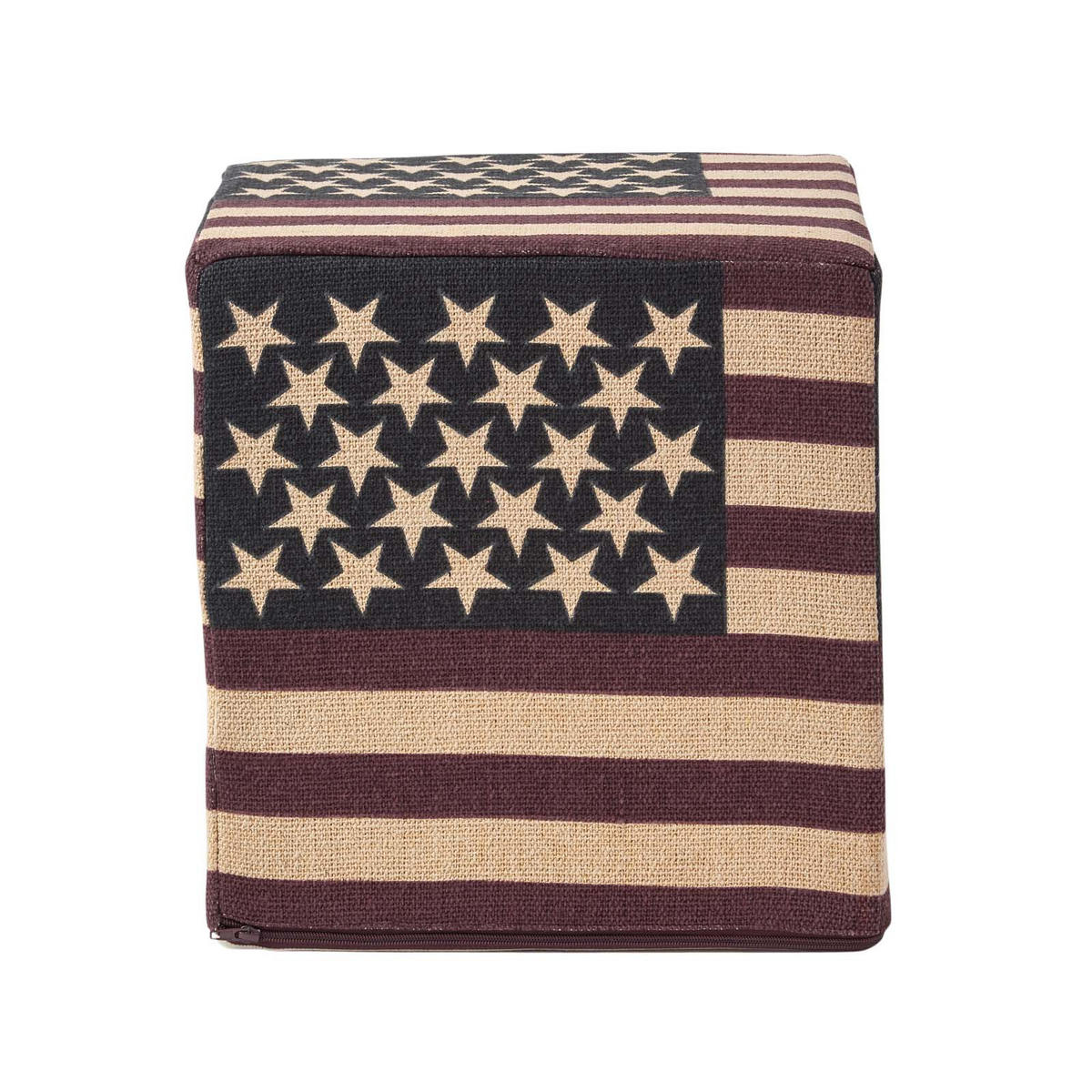 SITZWÜRFEL Stars & Stripes im Vintage-Stil, 36/36/38 cm - Dunkelblau, Textil (36/38/36cm) - Homescapes