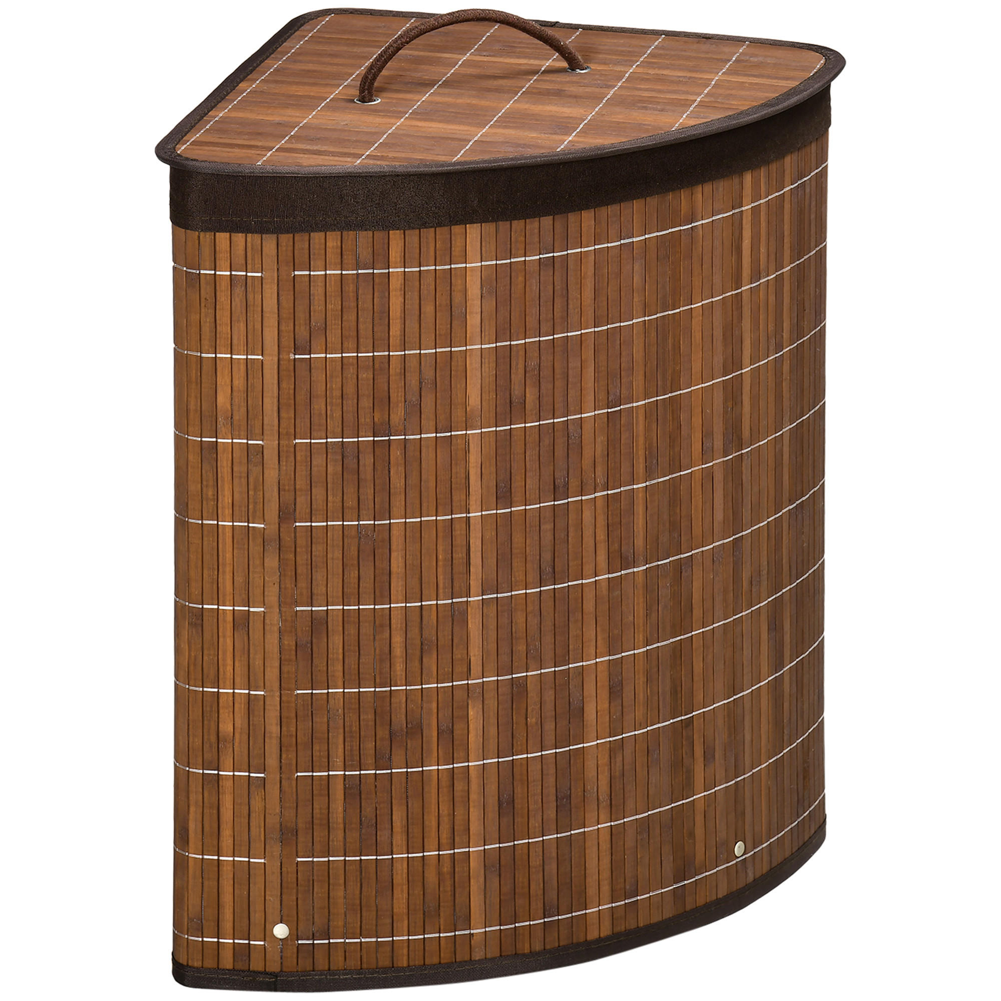 WÄSCHEKORB, Bambus, Polyester, Braun - Braun, Naturmaterialien (38/57/38cm) - HOMCOM