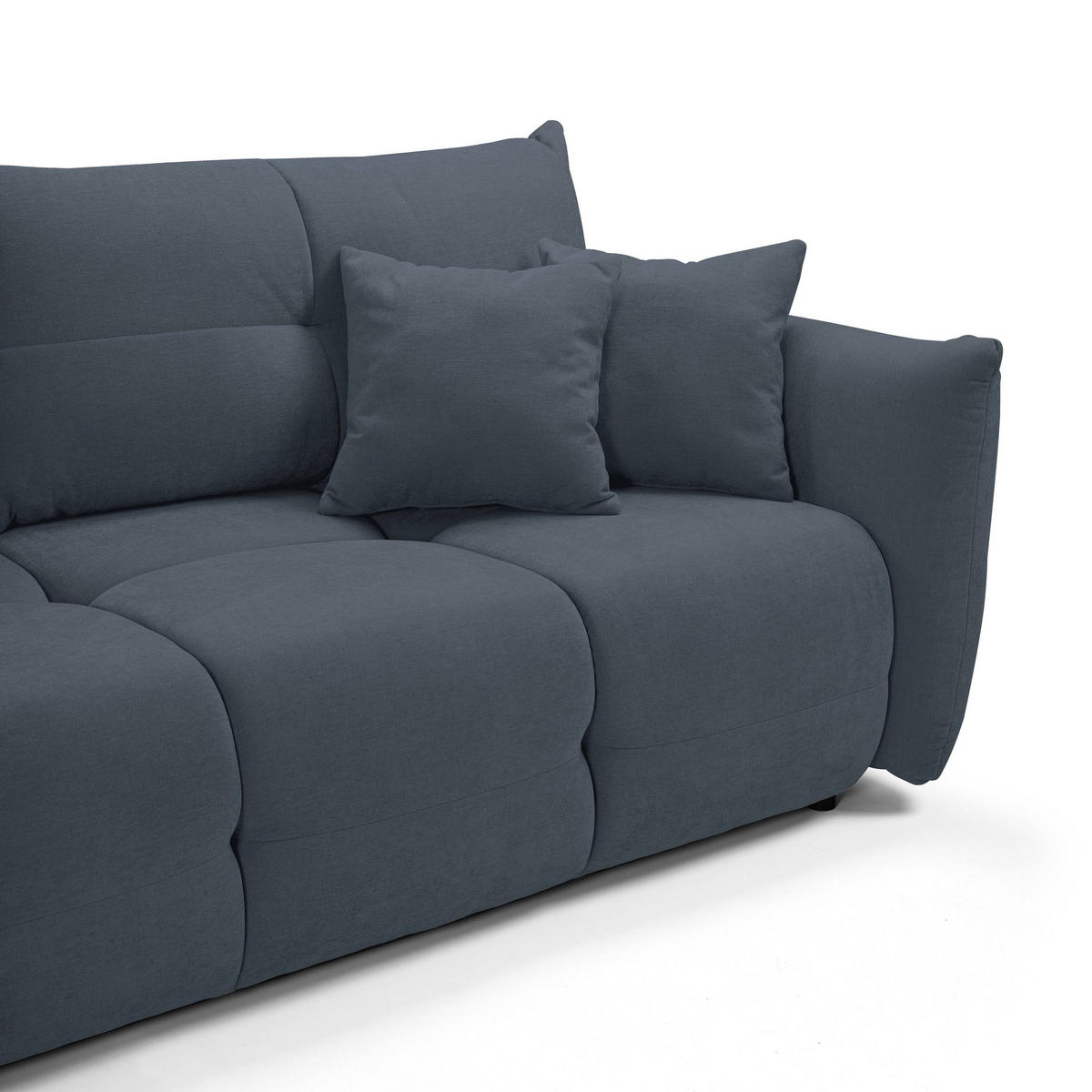 BETTSOFA MODA Blau Chenille-Stoff mit Schlaffunktion - Blau, Holz (245/86/110cm) - MASSENO