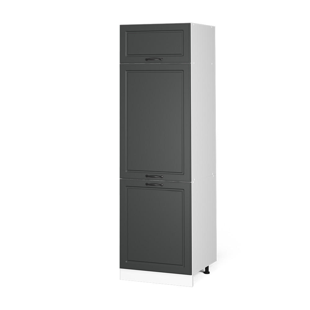 KÜHLUMBAUSCHRANK R-Line Anthrazit Landhaus 60 cm - Anthrazit/Weiß, Holzwerkstoff (60/206.8/57.2cm) - Vicco