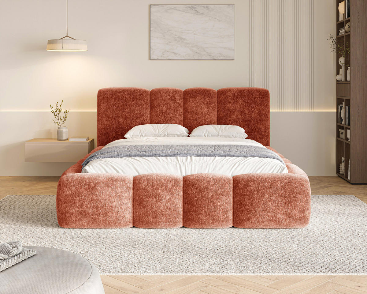 POLSTERBETT 26 - 160x200 cm – Amari – Bett mit Bettkasten und Gepolstertem Kopfteil - Terracotta, Holz (160/200cm) - ROYAL24_MARKT