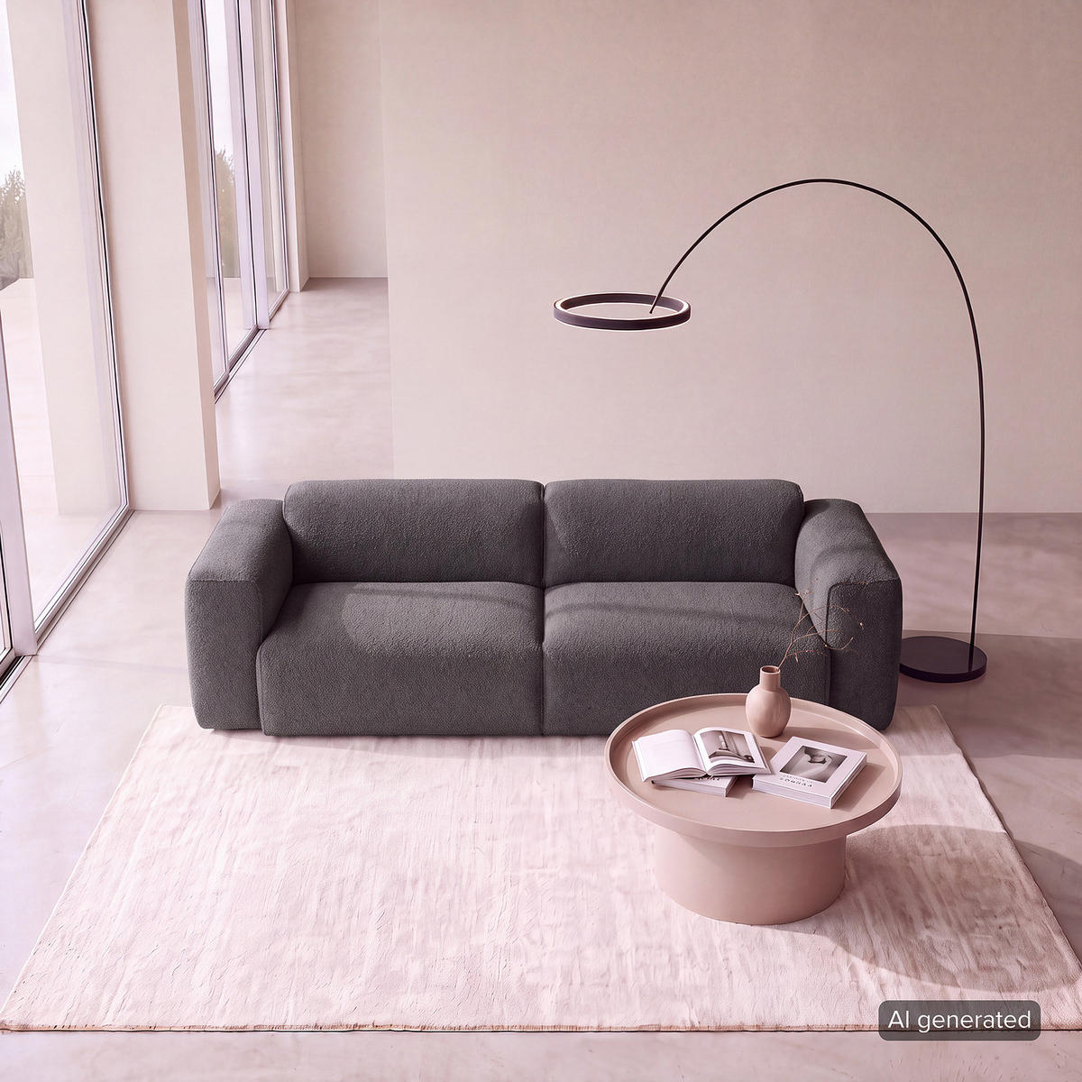 3-SITZER SOFA - Anthrazit/Schwarz, Kunststoff/Textil (251/71/102cm) - home24