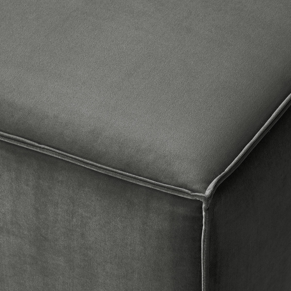 POLSTERHOCKER rechteckig - Schwarz/Grau, Kunststoff/Textil (97/40/79cm) - home24