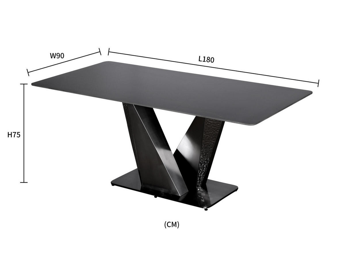 ESSTISCH MODIG Schwarz 180x90x75 cm - Schwarz, Metall (90/180/75cm) - FURNLUX