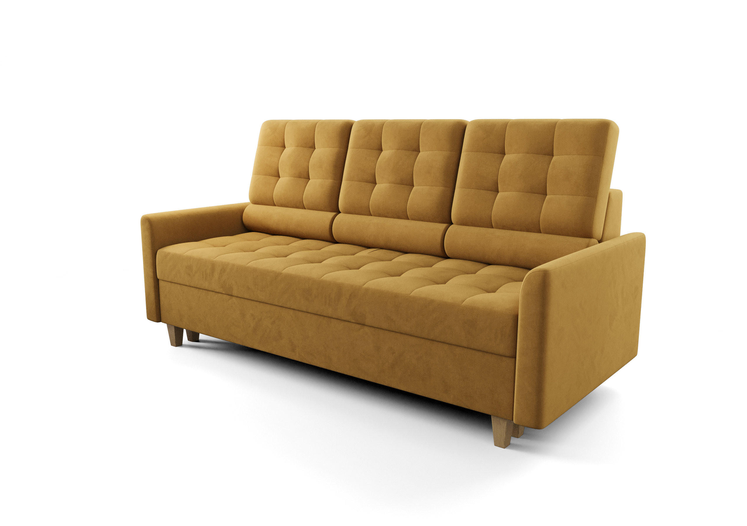 SCHLAFSOFA KONGO 03, Sofa mit Schlaffunktion, Farbe: Gelb, Velourstoff - Gelb, Textil (215/103/96cm) - O-Sofa