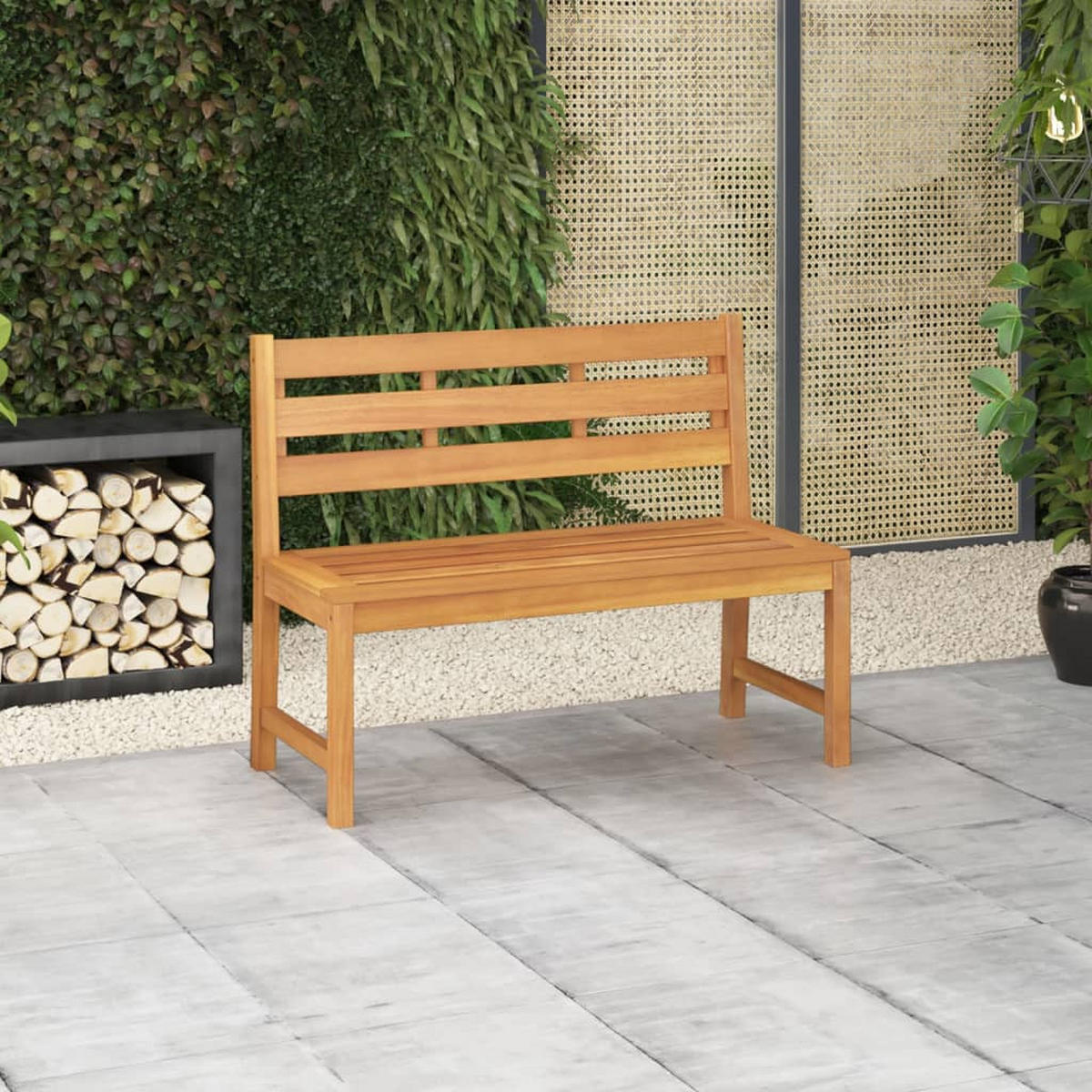 GARTENBANK 114 Cm Massivholz Teak - Braun, Holz (114/90/59cm) - vidaXL