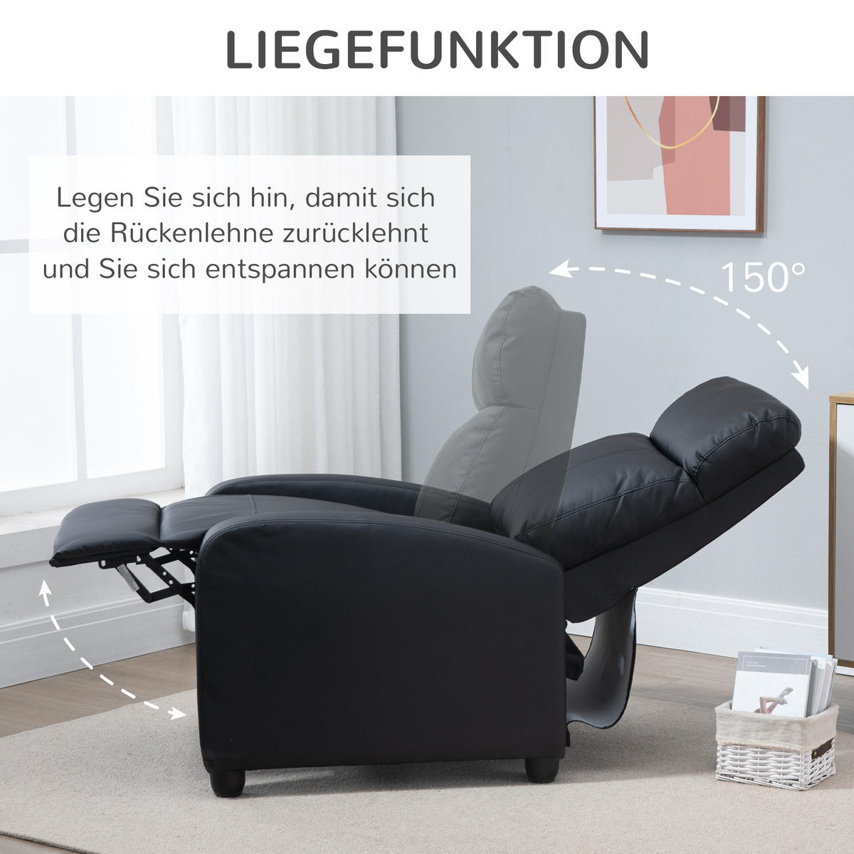 MASSAGESESSEL, PU, Schaumstoff, Schwarz - Schwarz, Kunststoff (88/98/68cm) - HOMCOM
