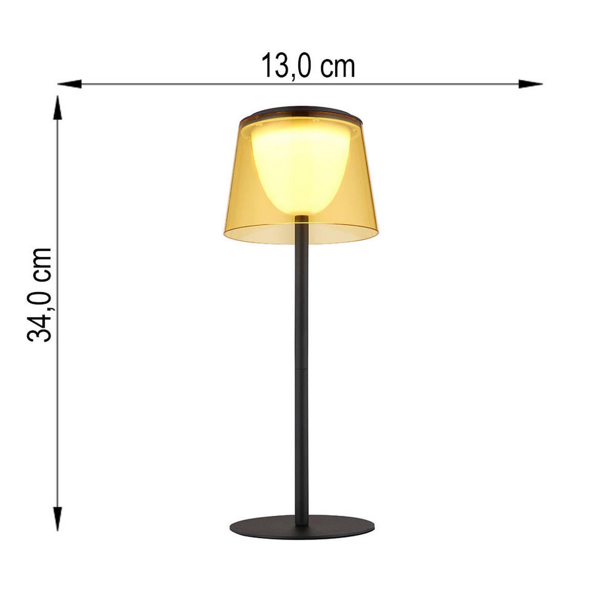 TISCHLEUCHTE MARIAM Metall Gelb, Akku, LED, 2er Set - Gelb, Metall (13/13/34cm) - Globo Lighting