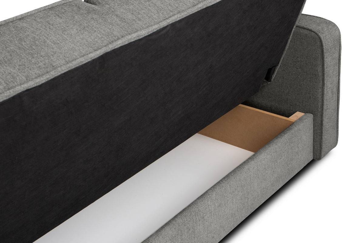 SCHLAFSOFA ORIO 3 Personen, Chenille-Stoff, Aschgrau - Hellgrau/Grau, Textil (219/90/90cm) - KONSIMO®