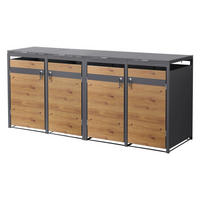 MÜLLTONNENBOX 4er Anthrazit-Eichenoptik - Braun, Metall (264/120/80cm) - ML-DESIGN