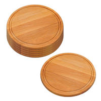 VESPERTELLER mit Saftrille, 6 Stück, Buche - Ø 25cm, Stärke 1,5cm - Naturfarben, Holz (25/25cm) - Kesper