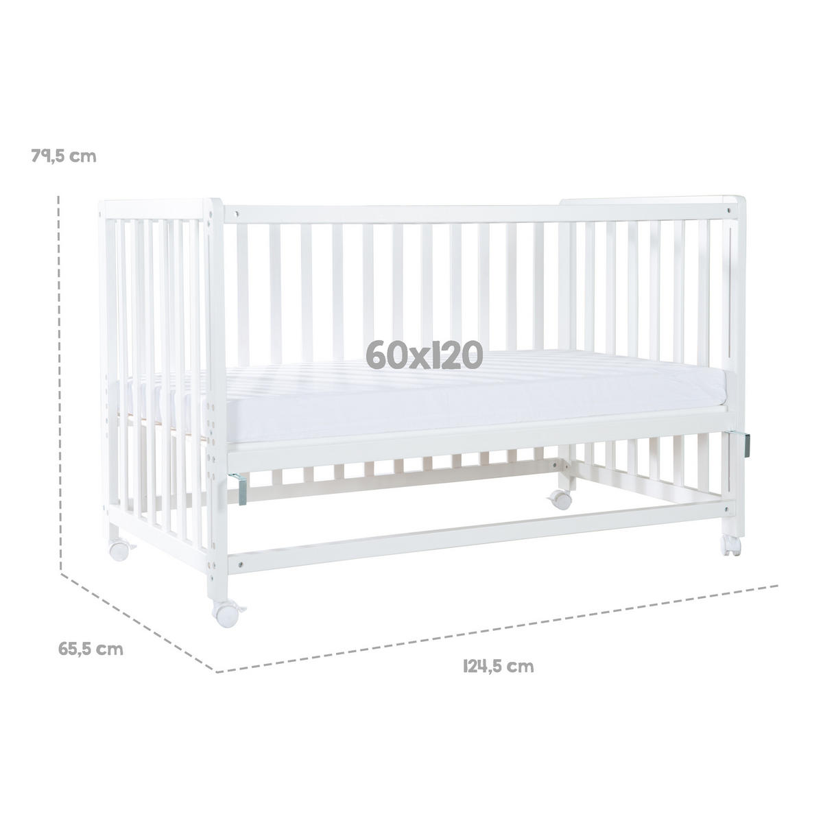 BABYBETT Jumbo twins grau 4er-Set 60 x 120 cm - Naturfarben, Holzwerkstoff (60/120cm) - Roba