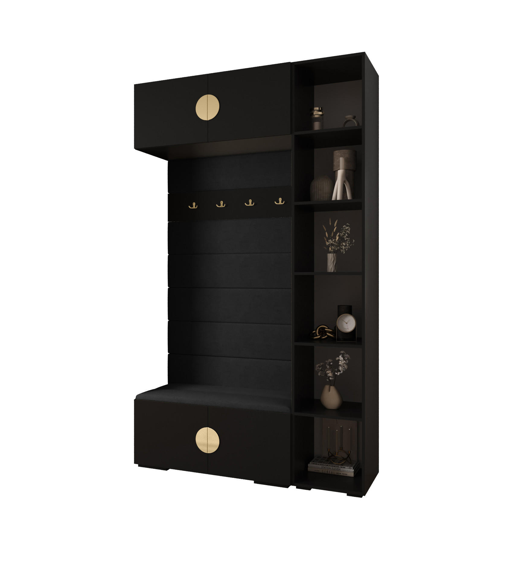 GARDEROBEN-SET 236,7/140/47 - Goldfarben/Schwarz, Holz/Kunststoff (140/236.7/47cm) - Abiks Möbel