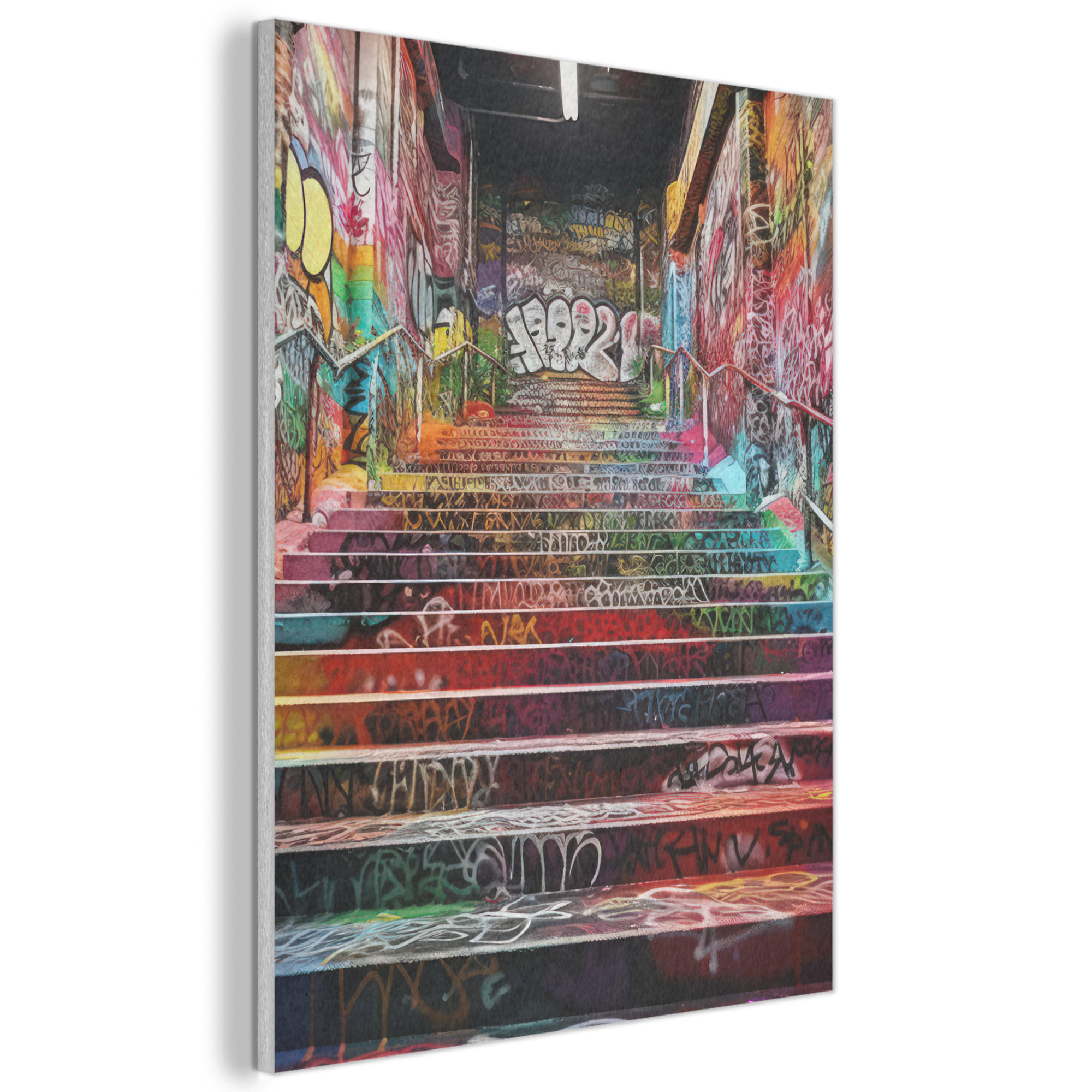 MuchoWow AKUSTICKÝ obraz Schody - Graffiti - Barvy - Umění 70x100 cm