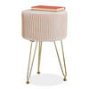 SAMT-HOCKER - Beige, Holzwerkstoff/Textil (29/45/29cm) - Relaxdays