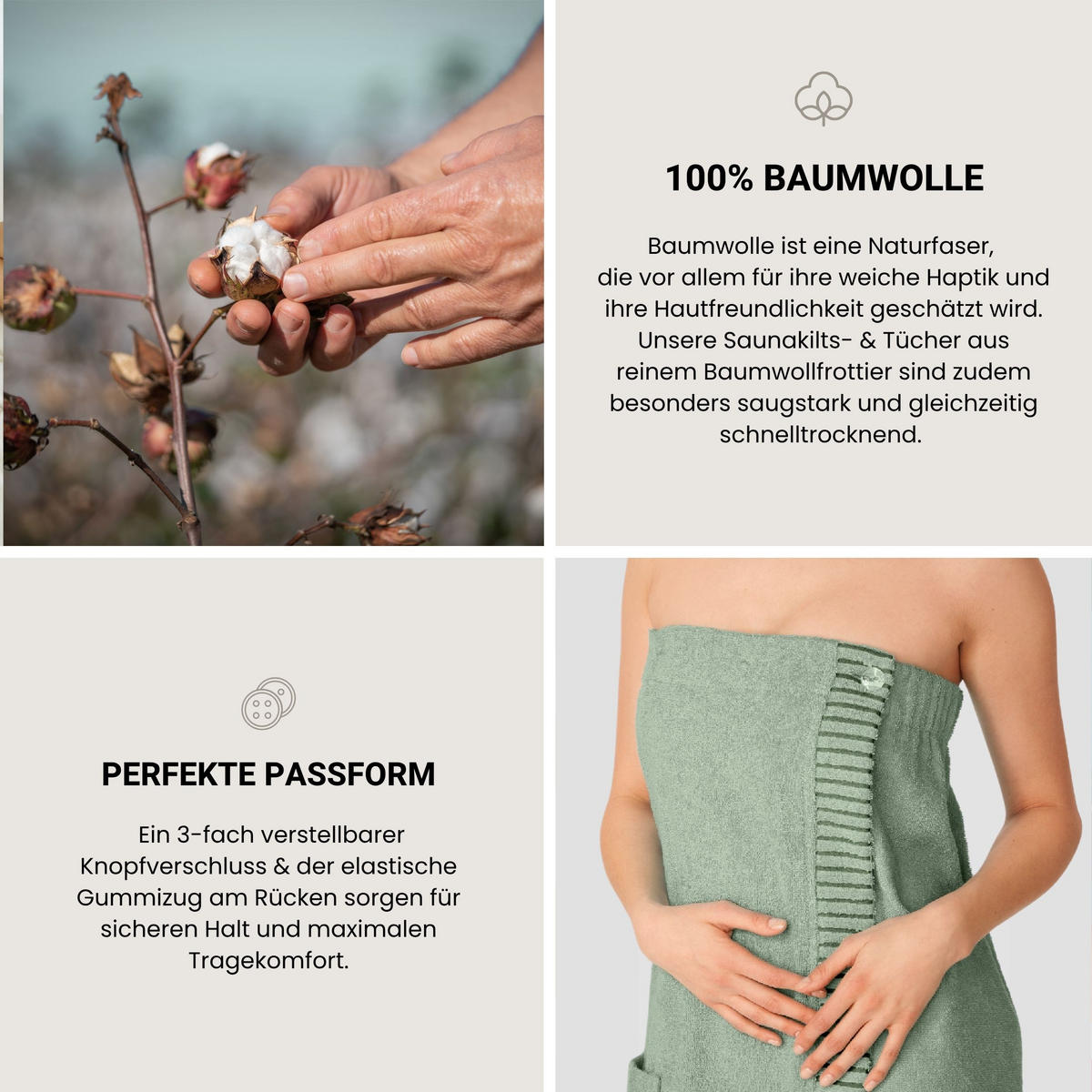 SAUNAKILT Rom Damen - 36-42 - Hellgrün - Hellgrün, Textil (80/130cm) - SCHIESSER